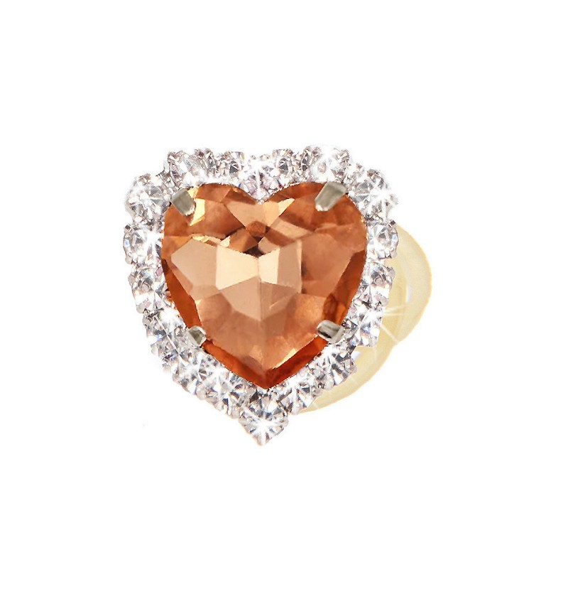 Heart Bling Hairclip Apricot