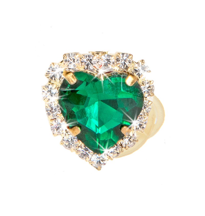 Heart Bling Hairclip Green