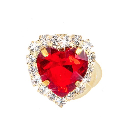 Heart Bling Hairclip Red