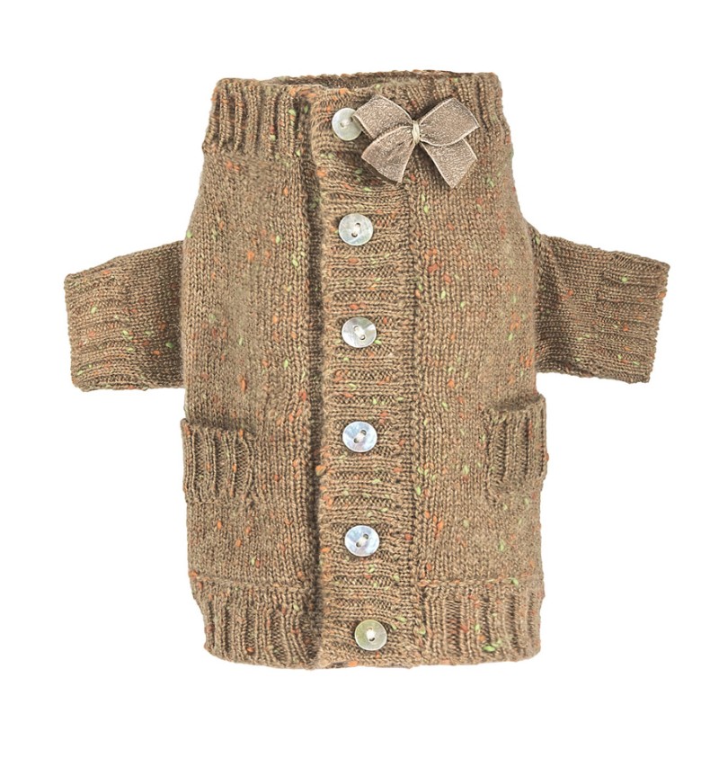 100% Summer Cashmere Tweed Cardigan Camel