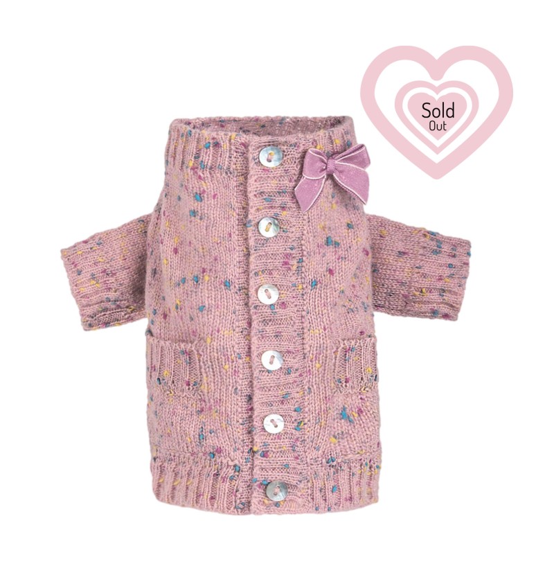 100% Summer Cashmere Tweed Cardigan Pink