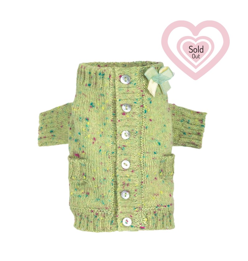 100% Summer Cashmere Tweed Cardigan Green