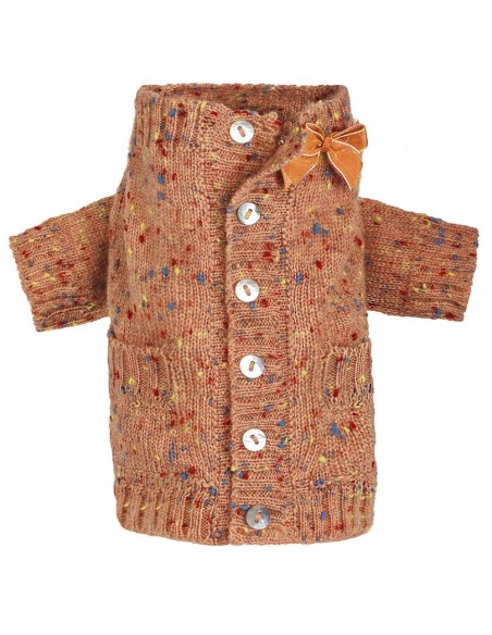 100% Summer Cashmere Tweed Cardigan Orange
