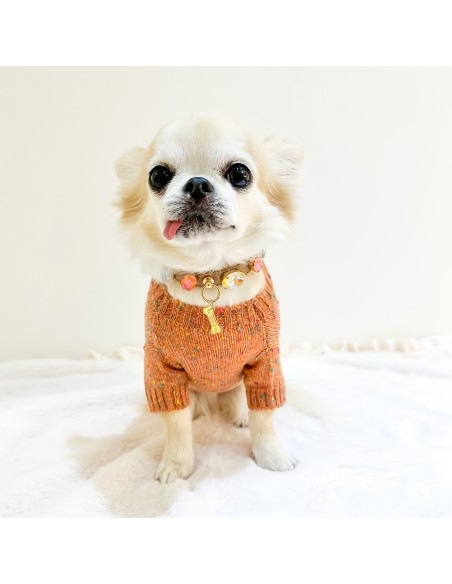 100% Summer Cashmere Tweed Cardigan Orange