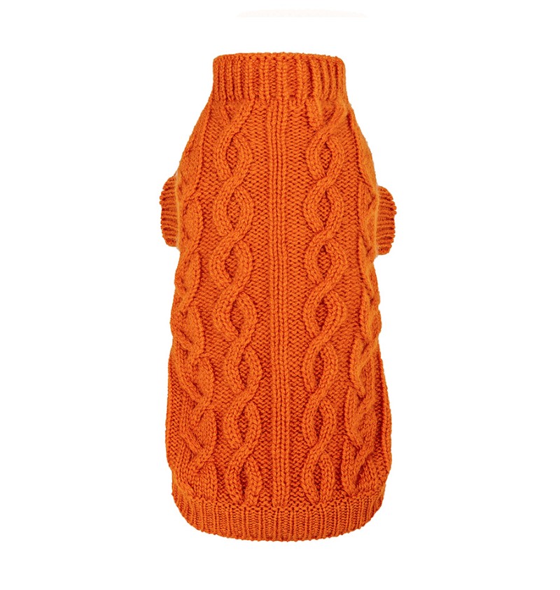 100% Cashmere Aran Pull Orange