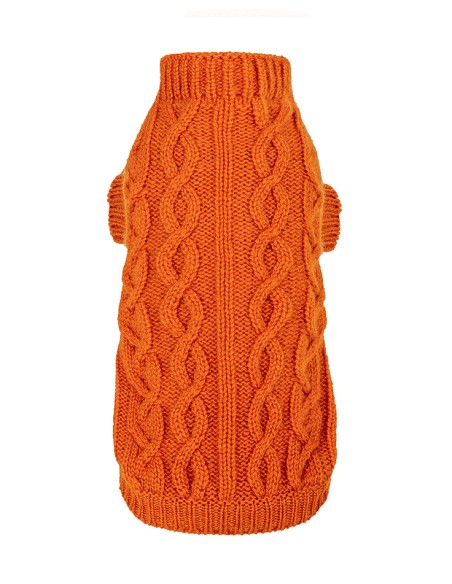 100% Cashmere Aran Pull Orange