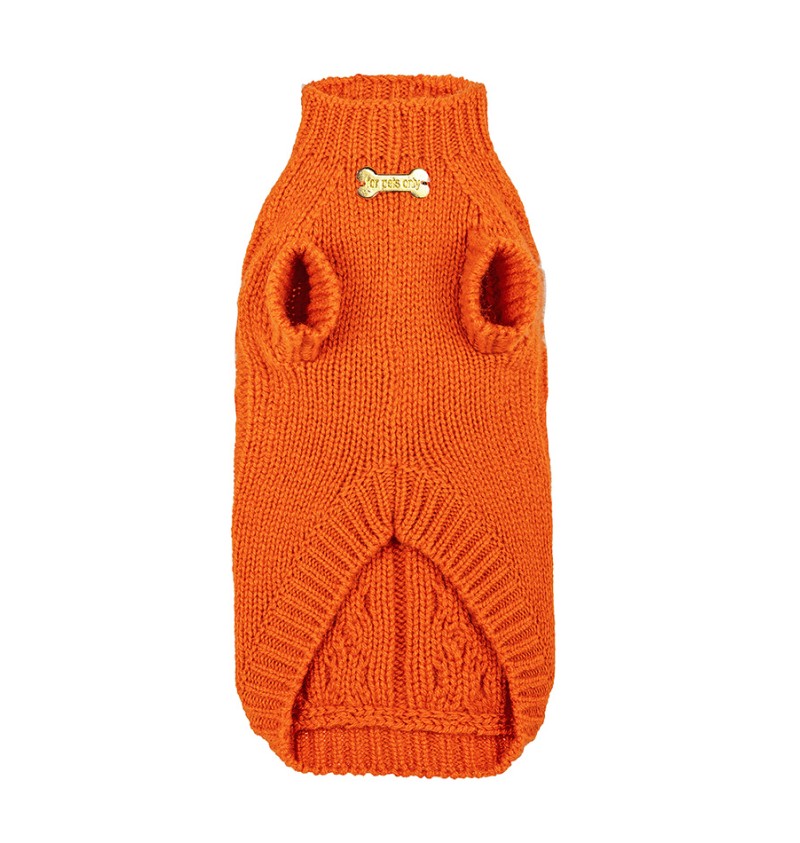 100% Cashmere Aran Pull Orange