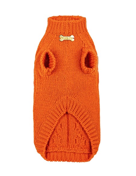 100% Cashmere Aran Pull Orange