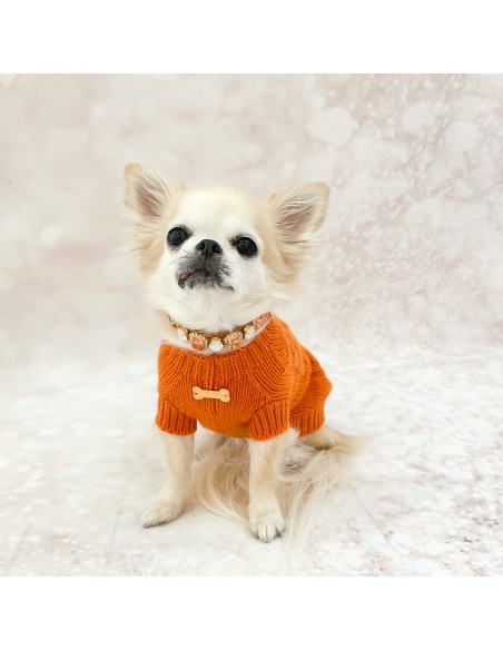 100% Cashmere Aran Pull Orange