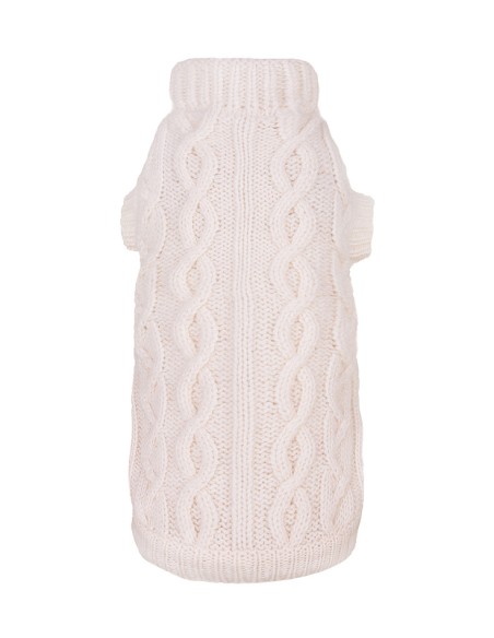 100% Cashmere Aran Pull White