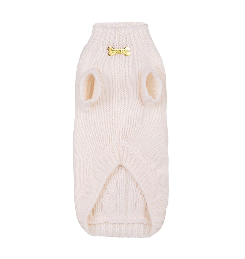 100% Cashmere Aran Pull White