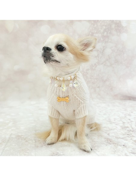 100% Cashmere Aran Pull White