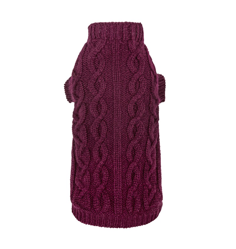 100% Cashmere Aran Pull Burgundy