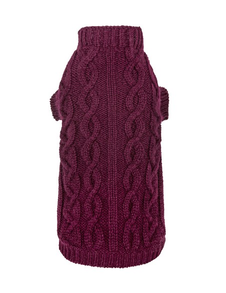 100% Cashmere Aran Pull Burgundy
