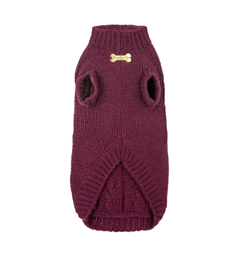 100% Cashmere Aran Pull Burgundy