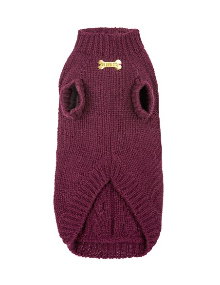 100% Cashmere Aran Pull Burgundy