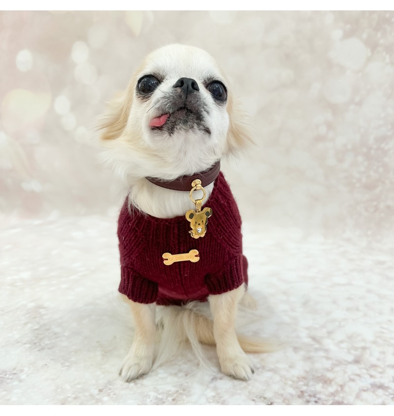 100% Cashmere Aran Pull Burgundy