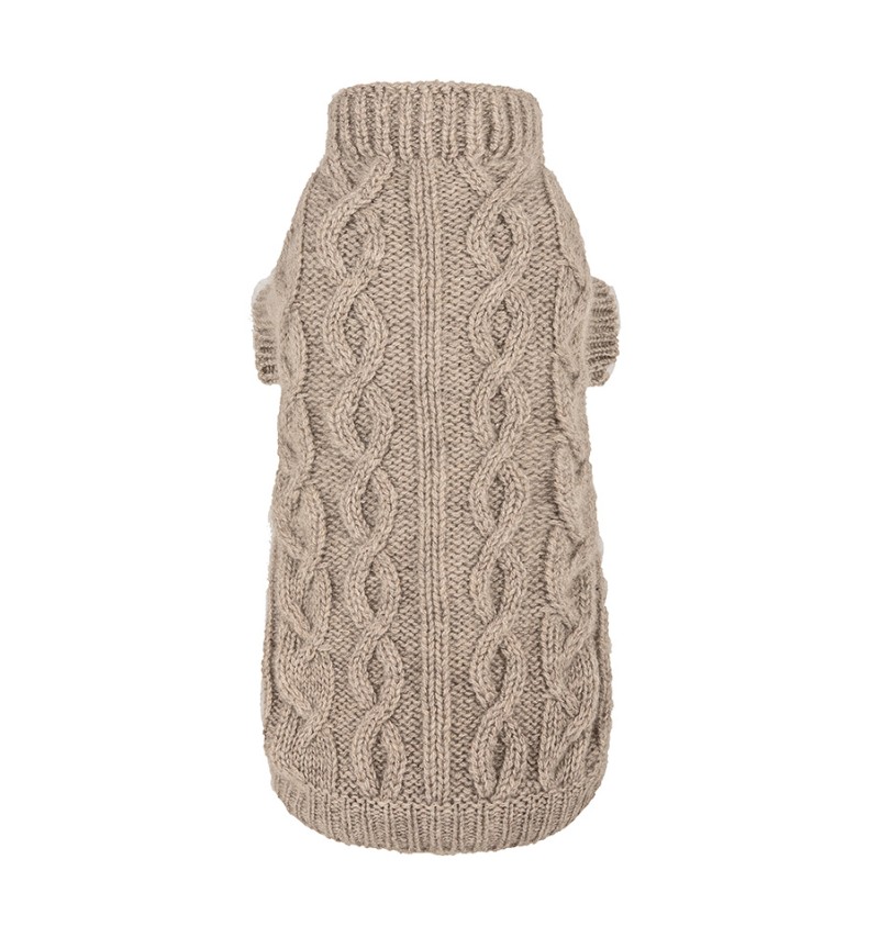 100% Cashmere Aran Pull Taupe