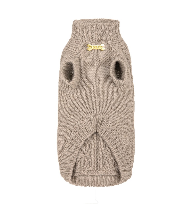 100% Cashmere Aran Pull Taupe