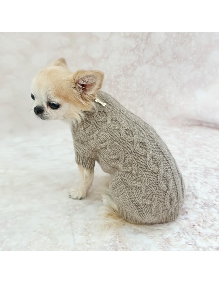 100% Cashmere Aran Pull Taupe