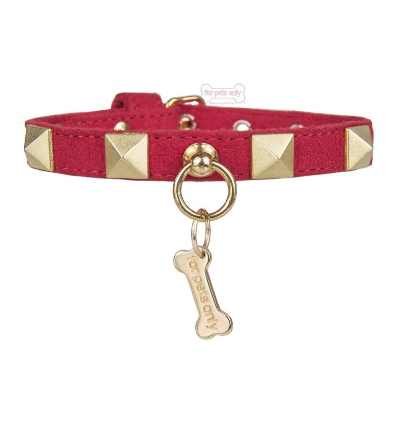 Chic And Stud Collar Rosso-Oro alcantara