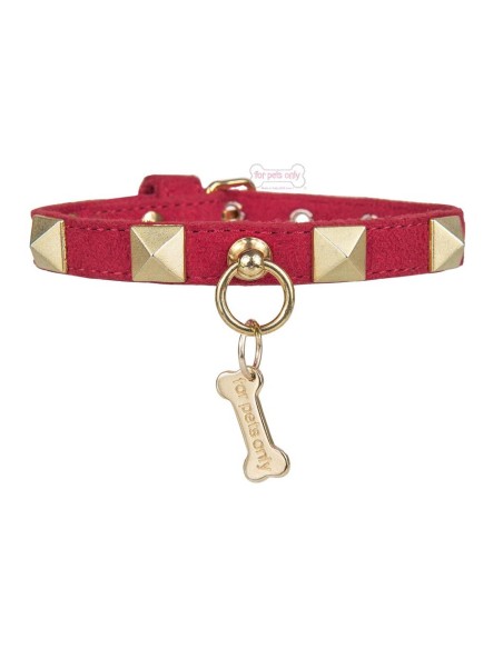 Chic And Stud Collar Rosso-Oro alcantara