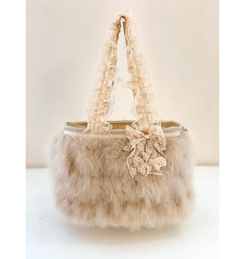 White sales feather bag