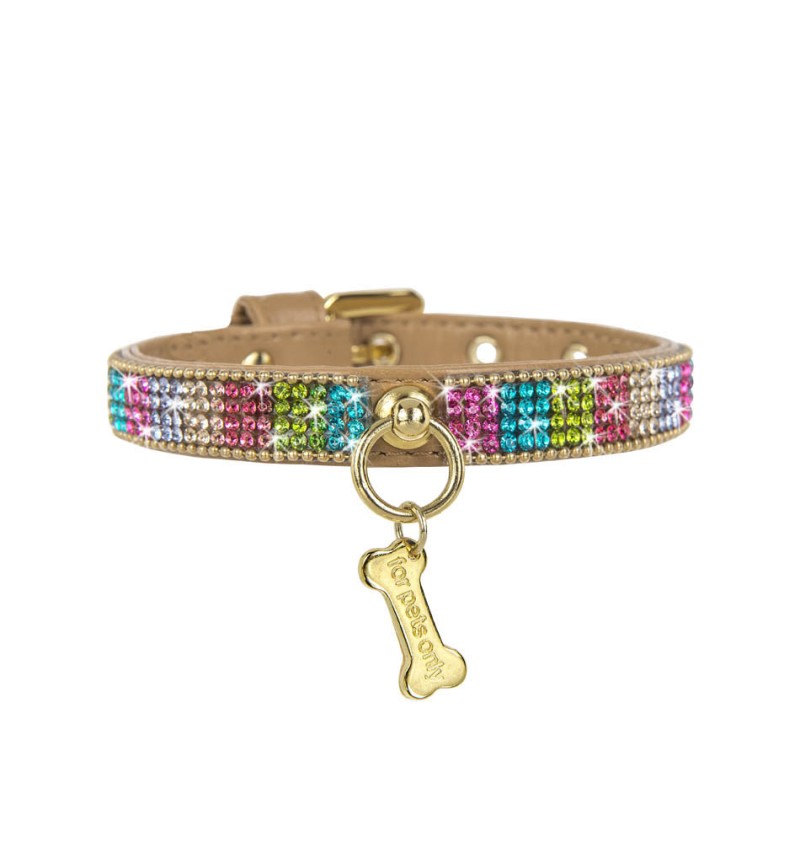 Rainbow Mini Jewel Collar Camel