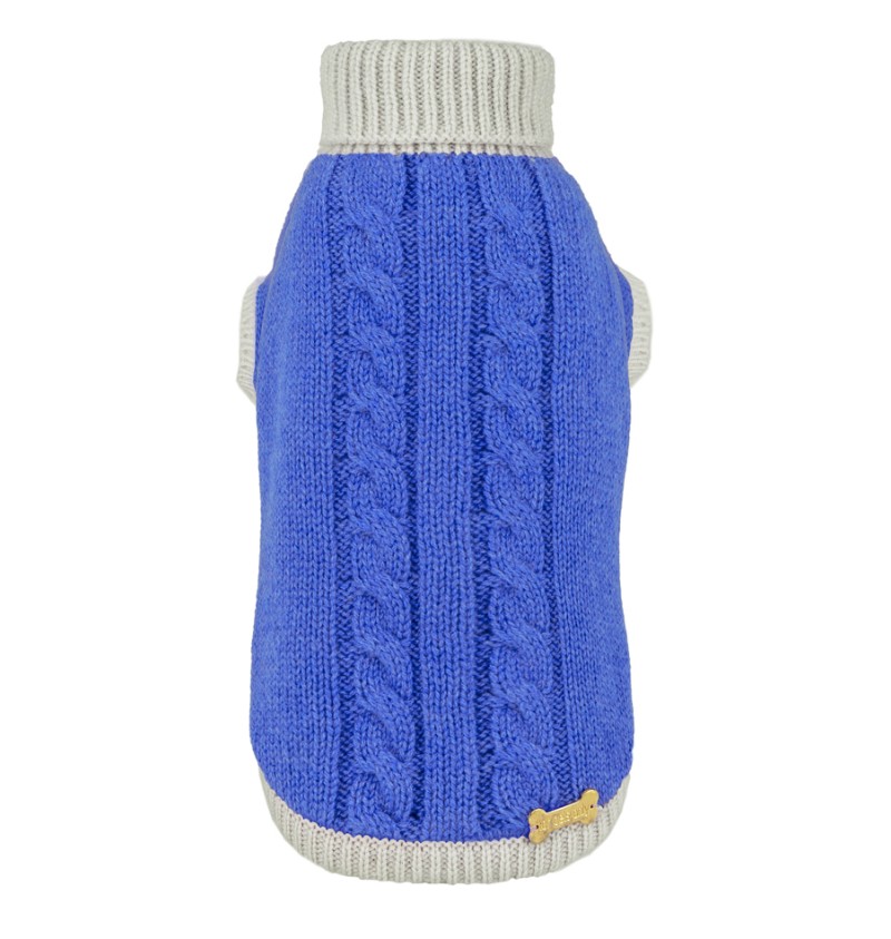 Cashmere Pull Trecce Bicolor/Royal Blue