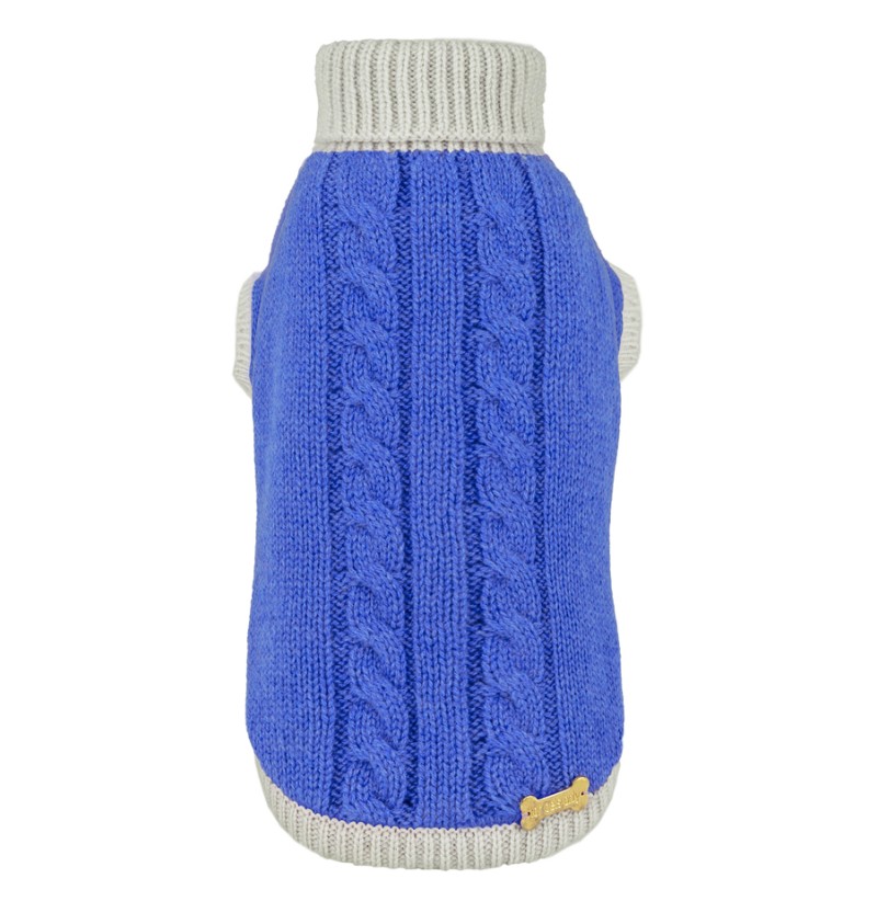 100% Cashmere Pull Trecce Bicolor/Royal Blue