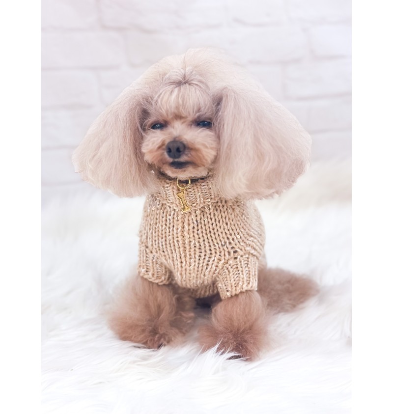 100% Cashmere & Silk Pull/Beige